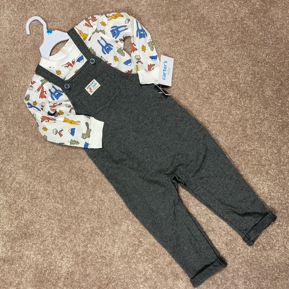 NWT 24m carters overalls and woodland animal tee